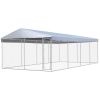 Outdoor Dog Kennel with Roof Galvanized Steel 25'x13'x7.9' - Silver