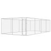 Outdoor Dog Kennel Galvanized Steel 25'x13'x6.6' - Silver