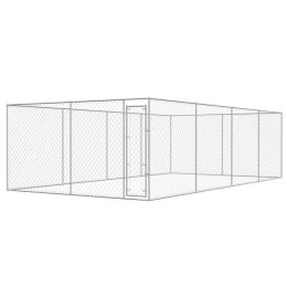 Outdoor Dog Kennel Galvanized Steel 25'x13'x6.6' - Silver