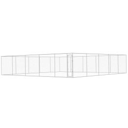 Outdoor Dog Kennel Galvanized Steel 32'x32'x6.6' - Silver