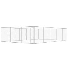 Outdoor Dog Kennel Galvanized Steel 32'x19'x6.6' - Silver