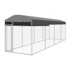 Outdoor Dog Kennel with Roof 25'x6'x7.9' - Silver