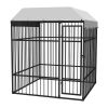 Heavy-Duty Outdoor Dog Kennel with Roof 6'x6'x7.5' - Black