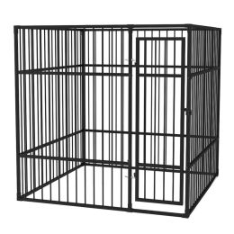 Heavy-Duty Outdoor Dog Kennel 6'x6'x6' - Black