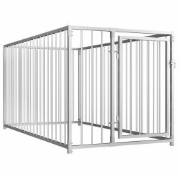 Outdoor Dog Kennel 39.4"x78.7"x39.4" - Silver