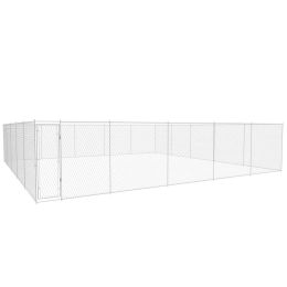 Outdoor Dog Kennel Galvanized Steel 374"x374"x72.8" - Silver