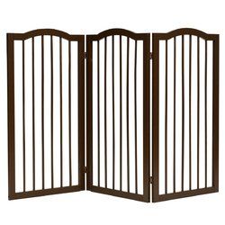 3-Panel Wooden Freestanding Pet Gate w/ Arched Top - PS7334