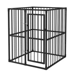 Heavy-Duty Outdoor Dog Kennel 4'x4'x4.9' - Black