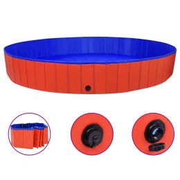 Foldable Dog Swimming Pool Red 118.1"x15.7" PVC - Red