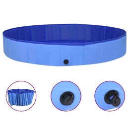 Foldable Dog Swimming Pool Blue 118.1"x15.7" PVC - Blue