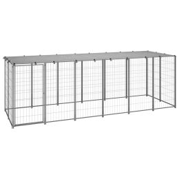Dog Kennel Silver 129.9"x43.3"x43.3" Steel - Silver