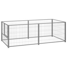 Dog Kennel Silver 78.7"x39.4"x27.6" Steel - Silver