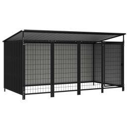 Outdoor Dog Kennel 99.6"x52.4"x45.7" - Grey