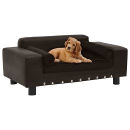 Dog Sofa Brown 31.9"x16.9"x12.2" Plush and Faux Leather - Brown
