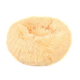 Small Large Pet Dog Puppy Cat Calming Bed Cozy Warm Plush Sleeping Mat Kennel, Round - 40in - Apricot