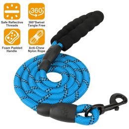 5FT Dog Leash Dog Training Walking Lead w/ Foam Handle Highly Reflective Treads  - Blue