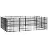 Outdoor Dog Kennel Steel 347.2 ftÂ¬â‰¤ - Black