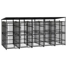 Outdoor Dog Kennel with Roof Steel 99.2 ftÂ¬â‰¤ - Black