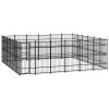 Outdoor Dog Kennel Steel 357.1 ftÂ¬â‰¤ - Black