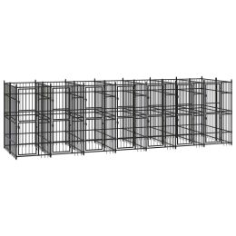Outdoor Dog Kennel Steel 138.9 ftÂ¬â‰¤ - Black