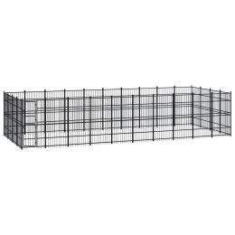 Outdoor Dog Kennel Steel 396.8 ftÂ¬â‰¤ - Black