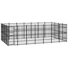 Outdoor Dog Kennel Steel 277.7 ftÂ¬â‰¤ - Black
