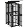 Outdoor Dog Kennel with Roof Steel 19.8 ftÂ¬â‰¤ - Black