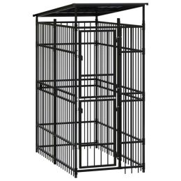 Outdoor Dog Kennel with Roof Steel 19.8 ftÂ¬â‰¤ - Black