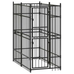 Outdoor Dog Kennel Steel 19.8 ftÂ¬â‰¤ - Black