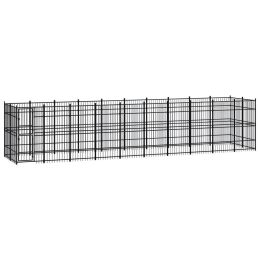 Outdoor Dog Kennel Steel 198.4 ftÂ¬â‰¤ - Black