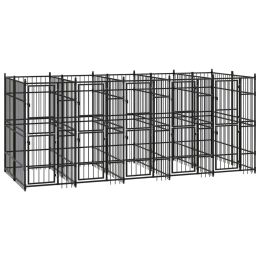 Outdoor Dog Kennel Steel 99.2 ftÂ¬â‰¤ - Black
