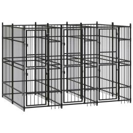Outdoor Dog Kennel Steel 59.5 ftÂ¬â‰¤ - Black