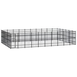 Outdoor Dog Kennel Steel 595.2 ftÂ¬â‰¤ - Black