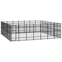 Outdoor Dog Kennel Steel 486.1 ftÂ¬â‰¤ - Black