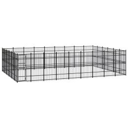 Outdoor Dog Kennel Steel 535.7 ftÂ¬â‰¤ - Black
