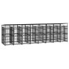 Outdoor Dog Kennel with Roof Steel 158.8 ftÂ¬â‰¤ - Black