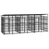 Outdoor Dog Kennel with Roof Steel 119 ftÂ¬â‰¤ - Black