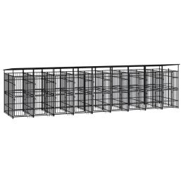 Outdoor Dog Kennel with Roof Steel 178.6 ftÂ¬â‰¤ - Black