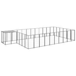 Dog Kennel Black 208.4 ftÂ¬â‰¤ Steel - Black