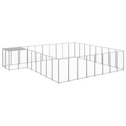 Dog Kennel Silver 221.4 ftÂ¬â‰¤ Steel - Silver