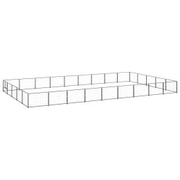 Dog Kennel Black 484.4 ftÂ¬â‰¤ Steel - Black