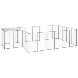Dog Kennel Silver 91.2 ftÂ¬â‰¤ Steel - Silver