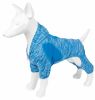 Pet Life Active 'Downward Dog' Heathered Performance 4-Way Stretch Two-Toned Full Body Warm Up Hoodie - Blue - Small