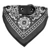 Adjustable Bandana Leather Pet Collar Triangle Scarf - Black - M
