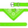 Adjustable Bandana Leather Pet Collar Triangle Scarf - Green - M