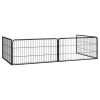 Dog Playpen 4 Panels Black 39.4"x19.7" Powder-coated Steel - Black