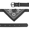 Adjustable Bandana Leather Pet Collar Triangle Scarf - Black - M