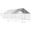 Outdoor Chicken Cage 9'x26.2'x6.3' Galvanized Steel - Silver