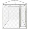 Outdoor Dog Kennel with Canopy Top 6'x6'x7.9' - Silver