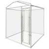 Outdoor Dog Kennel with Canopy Top 6'x6'x7.9' - Silver